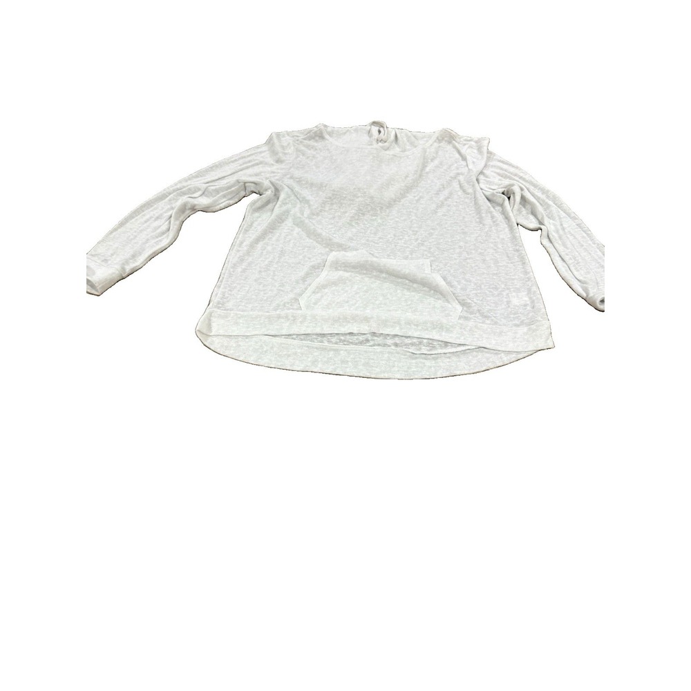 Weatherproof Vintage Women's White Pullover Hoodie Cotton Knit Pockets Size L